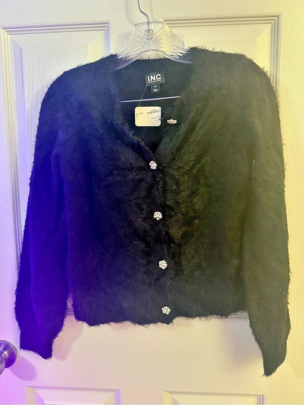 Faux Fur Cardigan in Black